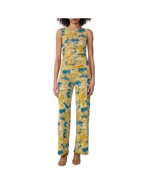 Diane von Furstenberg Cara Reversible Sleeveles Mesh Jumpsuit - Yellow