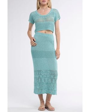 Sunday Saint Tropez Gioca Crochet Cover-Up Maxi Skirt - Blue