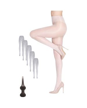LECHERY 5-Pack Glossy Sheer Ladder Resistant Party Evening Tights For - Pink
