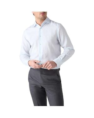 Robert Talbott Reynolds Paisley Jacquard Cotton Linen Blend Shirt - Gray