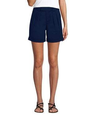 Lands' End Chino High Rise Pleated 7 Shorts - Blue