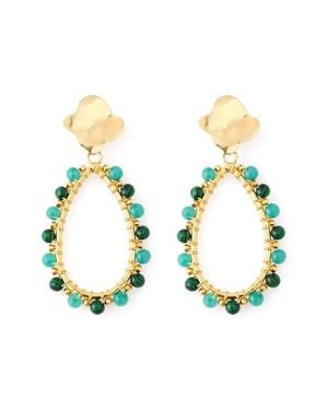 Panacea Stone And Glass Beaded Teardrop Drop Earrings - Green