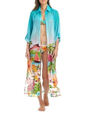 Rod Beattie Long Sleeve Cover-Up Shirtdress - Blue