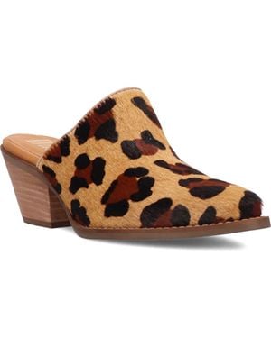 Dingo Calico Genuine Calf Hair Mule - Brown