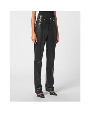 Philipp Plein Leather Pants Long - Black