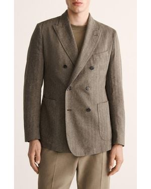 Mango Slim Fit Linen Blend Suit Jacket - Brown