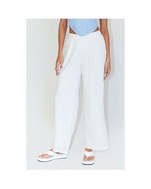 Princess Polly Louis Cotton & Linen Wide Leg Pants - White