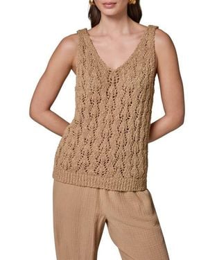 Donna Karan Double V-Neck Open Stitch Sweater Vest - Brown