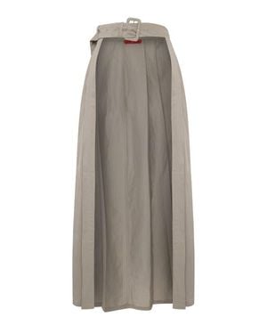 Pcfg Linen Blend Shiny Woven Skirt - Gray