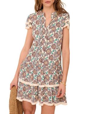 Mint Velvet Soft Petal Ruffle Mini Dress - Red