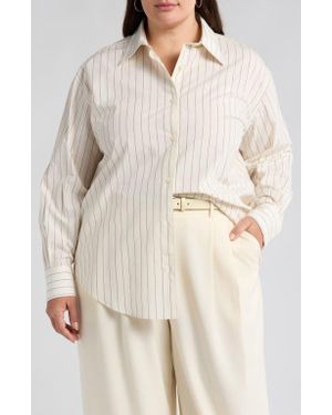 Nordstrom Pinstripe Button-Up Shirt - Natural