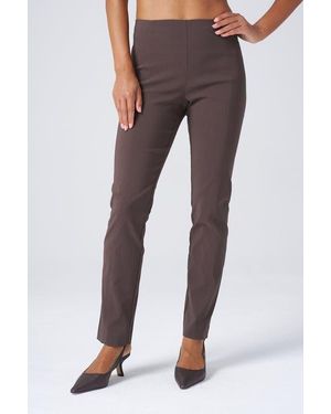 Franne Golde All Season Tapered Pull-On Stretch Pants - Brown