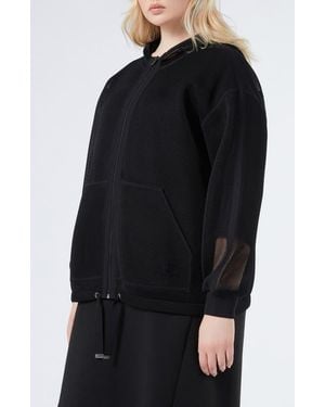 Marina Rinaldi Pantone Jersey Mesh Zip Hoodie - Black