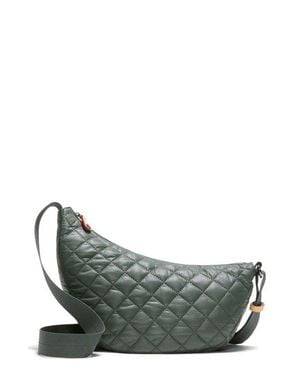 MZ Wallace Small Metro Smile Quilted Nylon Crossbody Bag - Gray