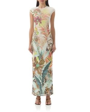 AFRM Cody Print Cap Sleeve Mesh Maxi Dress - Multicolor