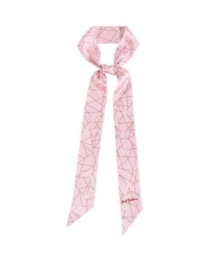Lost Pattern Almond Blossom Skinny Silk Scarf - Pink