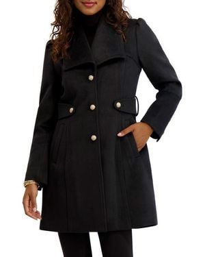 Kensie Wool Blend Long Coat - Black