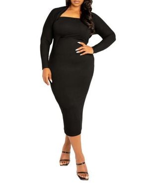 Buxom Couture Modal Tube Dress & Shrug - Black