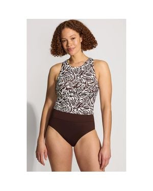 Lands' End Chlorine Resistant High Neck Racerback Midkini Swimsuit Top - Multicolor