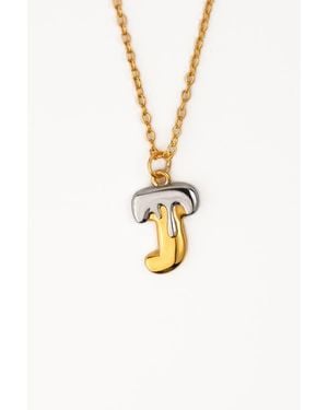 Zynnia Collective Two Tone Bubble Initial Necklace - White