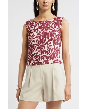 Nordstrom Linen Blend Shell Top - Red