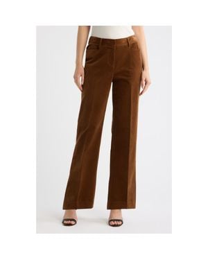 Tahari Corduroy Flare Leg Pants - Brown