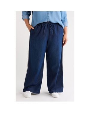 Caslon Wide Leg Chambray Pull On Pants - Blue