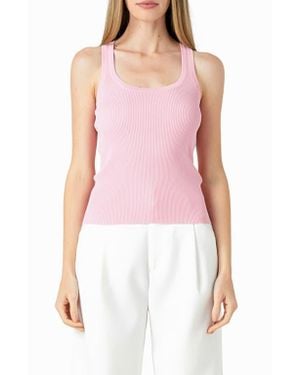 Endless Rose Ribbed Sweater Tank Top - Red