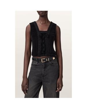 AllSaints Selin Velveteen Vest - Black