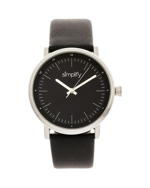 Simplify The 6200 Leather-Strap Watch - Black