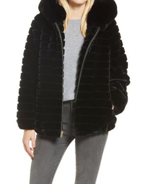 Gallery Hooded Faux Fur Jacket - Black