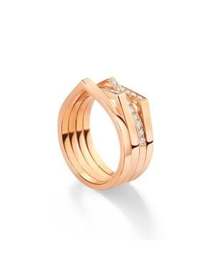 Repossi Antifer 2-Row 18K And Diamond Hoop Earring - White