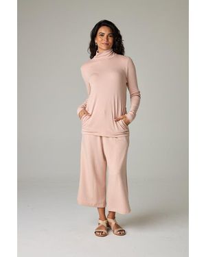 eavolu® Acadia Eco-Luxe Rib Split-Sleeve Long Sleeve Top - Pink