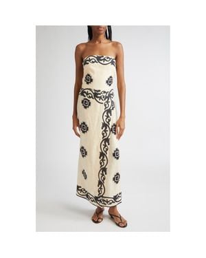 Johanna Ortiz Ancient Strapless Linen Faux Wrap Dress - Natural