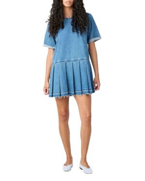 TT Studios Coco Pleated Denim Dress - Blue