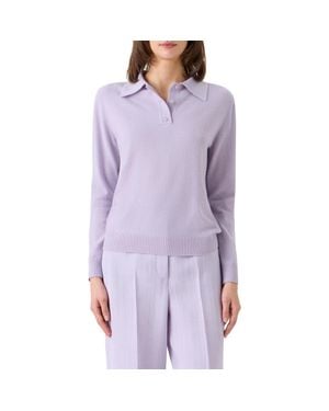 Akris Cashmere Polo Sweater - Purple