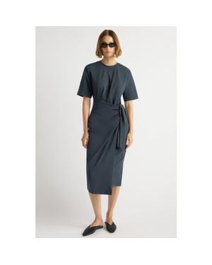 MODERN CITIZEN Noa Organic Cotton T-Shirt Wrap Dress - Blue