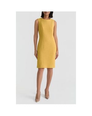Kasper Pebble Crepe Seamed Sheath Dress - Yellow