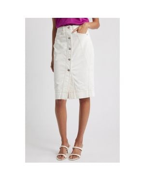 BOSS Varlina Button Front Denim Skirt - White