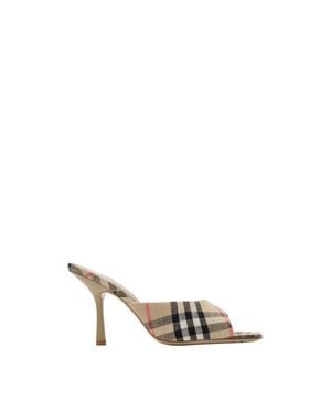 Burberry Check Mews High Sandals - White