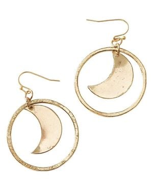 Matr Boomie Diya Crescent Moon Hoop Dangle Earrings - Metallic