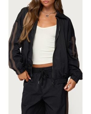 Edikted Kieran Stripe Nylon Track Jacket - Black