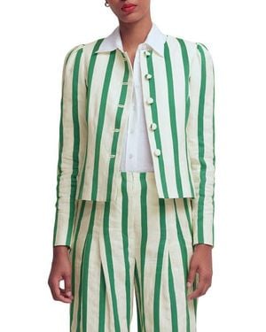 Boden Salisbury Stripe Puff Sleeve Linen & Cotton Jacket - Green