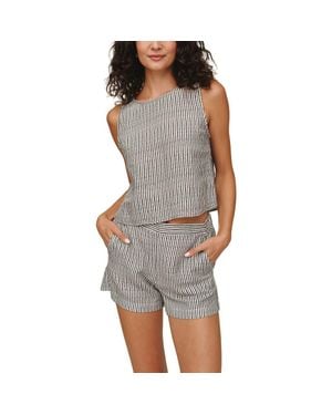Bella Dahl Stripe Sleeveless Crop Tank - Gray