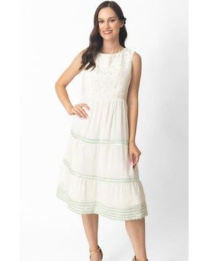 Ras Saloni Tiered Midi Dress - Natural