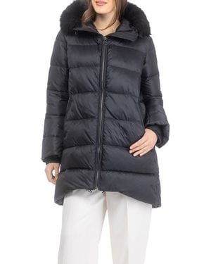 Gorski Apres-Ski Horizontal Parka Coat With Detachable Toscana Lamb Hood Trim - Black