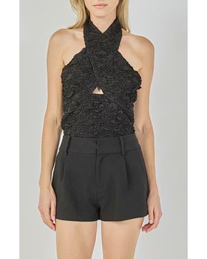 Endless Rose Stretchy Halter Top - Black