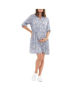Ripe Maternity Celest Button Through Dress - Blue