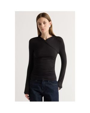 MODERN CITIZEN Lilou Wrap-Neck Long-Sleeve Tee - Black