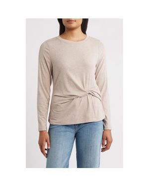 Wit & Wisdom Twist Front T-Shirt - Gray